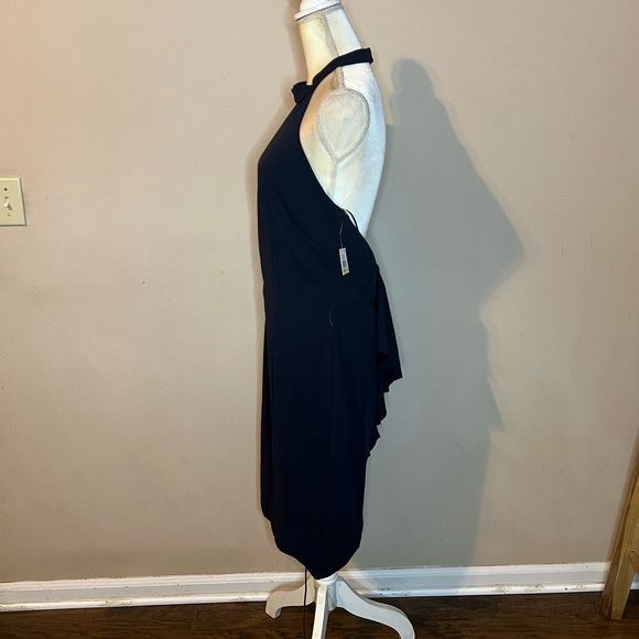 Alex Evenings Blue Halter Sheath Dress with Slit - Picture 3 of 7